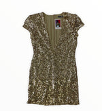 Load image into Gallery viewer, Boohoo Gold Sequin Short Sleeve Mini Dress
