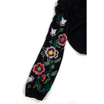 Load image into Gallery viewer, Anthropologie Black Floral Embroidered Sleeve Top

