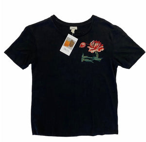 Anthropologie Embroidered Floral Tee